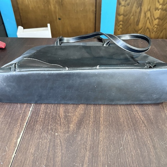 Black Nylon Laptop Tote Bag Pink Lining Shoulder Bag Travel Work Satchel - Picture 11 of 11